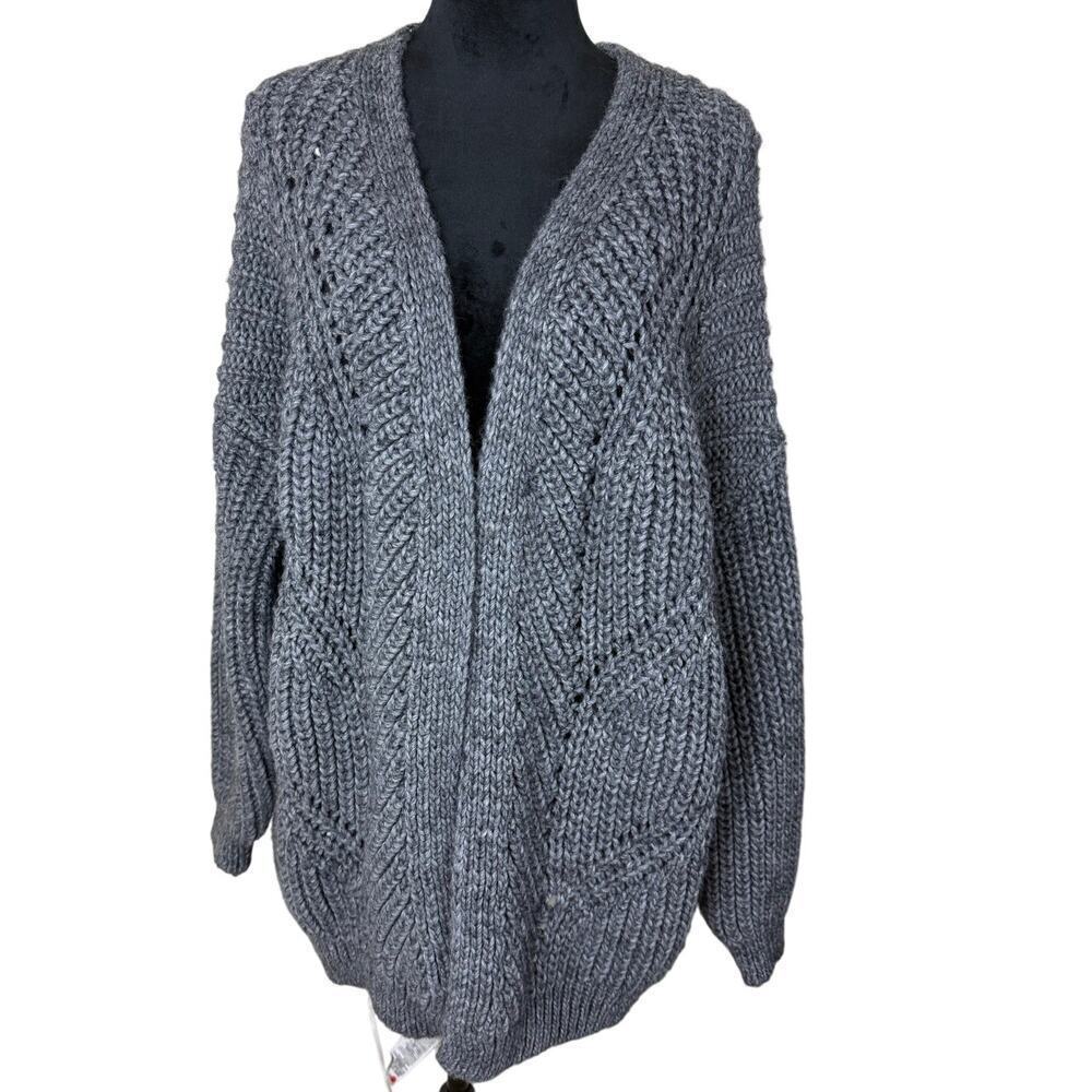 Elsamanda Gray Blend Cardigan - L Alpaca and Wool